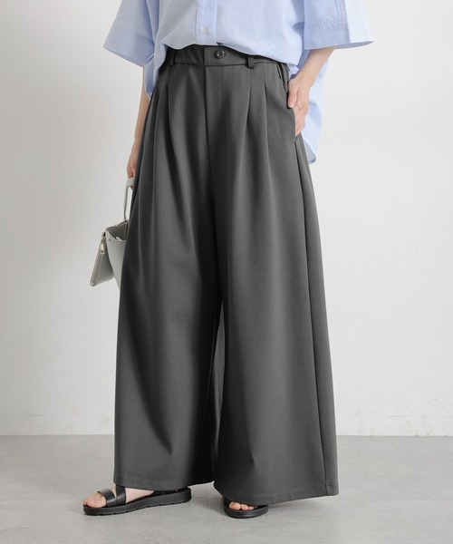 studio CLIP（スタディオクリップ）の「シルケットポンチタックワイドパンツ[プチサイズあり]（その他パンツ・レディース・ブラック/オフホワイト/スモーク・FREE/PF）」の11枚目の写真