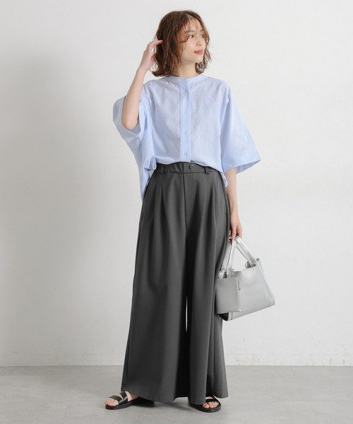 studio CLIP（スタディオクリップ）の「シルケットポンチタックワイドパンツ[プチサイズあり]（その他パンツ・レディース・ブラック/オフホワイト/スモーク・FREE/PF）」の13枚目の写真