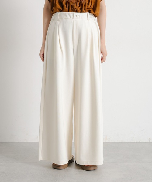 studio CLIP（スタディオクリップ）の「シルケットポンチタックワイドパンツ[プチサイズあり]（その他パンツ・レディース・ブラック/オフホワイト/スモーク・FREE/PF）」の18枚目の写真