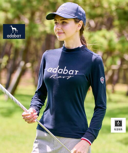 adabat（アダバット）の「【ADABAT NAVY】【吸湿発熱】サーモスムースモックT（Tシャツ/カットソー・レディース・ネイビー/ライトグレー・42/40/38/36）」の2枚目の写真