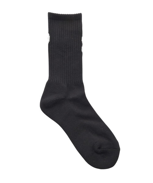 X-girl(エックスガール)の「HEART SCRIPT LOGO RIB SOCKS(ソックス/靴下・レディース・ネイビー/ホワイト/ブラック・ONE SIZE)」の5枚目の写真