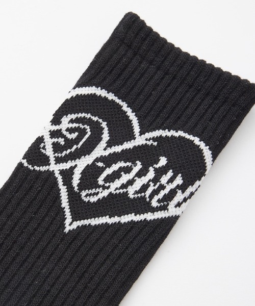 X-girl(エックスガール)の「HEART SCRIPT LOGO RIB SOCKS(ソックス/靴下・レディース・ネイビー/ホワイト/ブラック・ONE SIZE)」の6枚目の写真