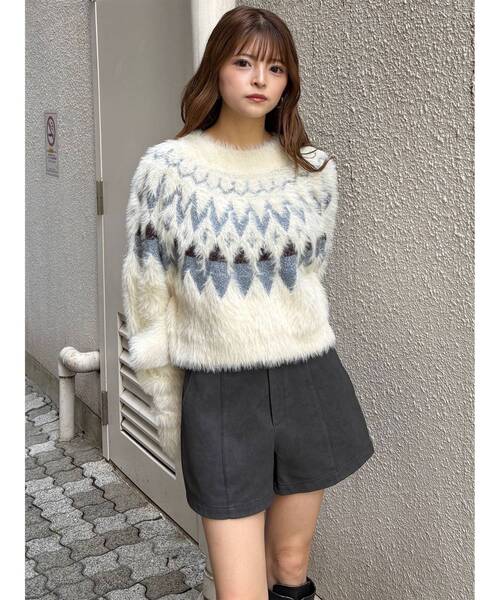 MURUA（ムルーア）の「フェイクスウェードショートパンツ（その他パンツ・レディース・ブラック/ベージュ・1/2）」の4枚目の写真