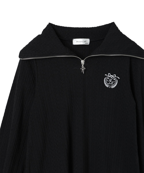 Amourire girl（アムリールガール）の「ハーフジップ ニットソーワンピース（ワンピース・キッズ・ブラック/オフホワイト・130cm/160cm/140cm/150cm）」の5枚目の写真