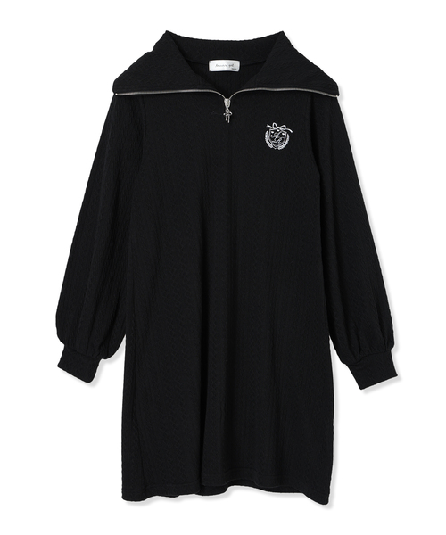 Amourire girl（アムリールガール）の「ハーフジップ ニットソーワンピース（ワンピース・キッズ・ブラック/オフホワイト・130cm/160cm/140cm/150cm）」の11枚目の写真