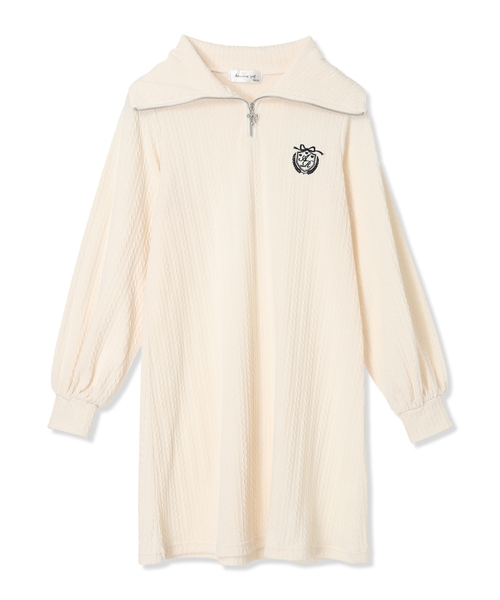 Amourire girl（アムリールガール）の「ハーフジップ ニットソーワンピース（ワンピース・キッズ・ブラック/オフホワイト・130cm/160cm/140cm/150cm）」の12枚目の写真