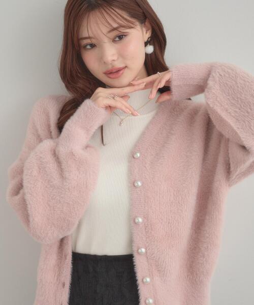 couture brooch(クチュールブローチ)の「【ふわふわ/前後2WAY】フェザーカーディトップス(カーディガン/ボレロ・レディース・グリーン系/アイボリー/ブラック/ブラウン系その他/ピンク系/サックスブルー/チャコールグレー/アイボリー系7・36/38/40/42)」の8枚目の写真