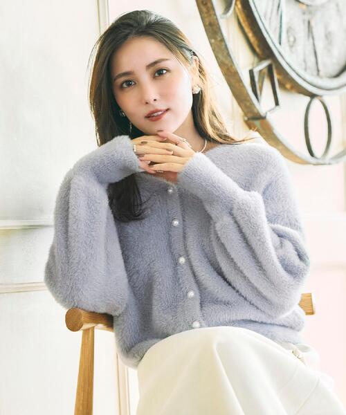 couture brooch(クチュールブローチ)の「【ふわふわ/前後2WAY】フェザーカーディトップス(カーディガン/ボレロ・レディース・グリーン系/アイボリー/ブラック/ブラウン系その他/ピンク系/サックスブルー/チャコールグレー/アイボリー系7・36/38/40/42)」の7枚目の写真