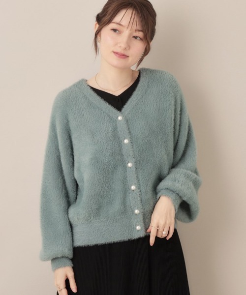 couture brooch(クチュールブローチ)の「【ふわふわ/前後2WAY】フェザーカーディトップス(カーディガン/ボレロ・レディース・グリーン系/アイボリー/ブラック/ブラウン系その他/ピンク系/サックスブルー/チャコールグレー/アイボリー系7・36/38/40/42)」の19枚目の写真