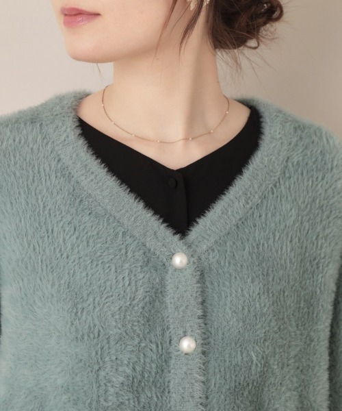 couture brooch(クチュールブローチ)の「【ふわふわ/前後2WAY】フェザーカーディトップス(カーディガン/ボレロ・レディース・グリーン系/アイボリー/ブラック/ブラウン系その他/ピンク系/サックスブルー/チャコールグレー/アイボリー系7・36/38/40/42)」の9枚目の写真