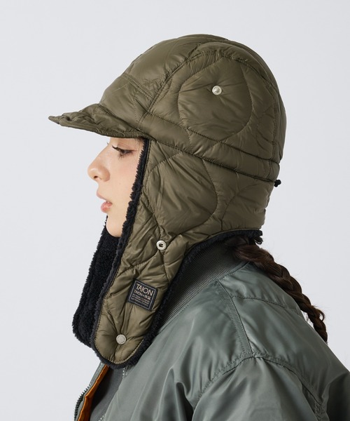 TAION(タイオン)の「【TAION / タイオン】ミリタリー ダウンキャップ/リバーシブルパイロットキャップ/ユニセックス(キャップ・メンズ・ダークネイビー/ブラック/カーキ・フリー)」の2枚目の写真