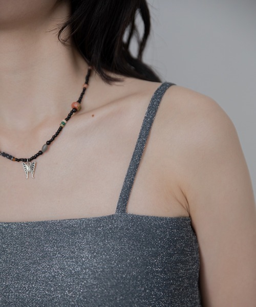 VACANCY（ヴァカンシー）の「カップ付きラメベアキャミソール（キャミソール・レディース・ブラウン/ホワイト/ブルー・FREE）」の6枚目の写真