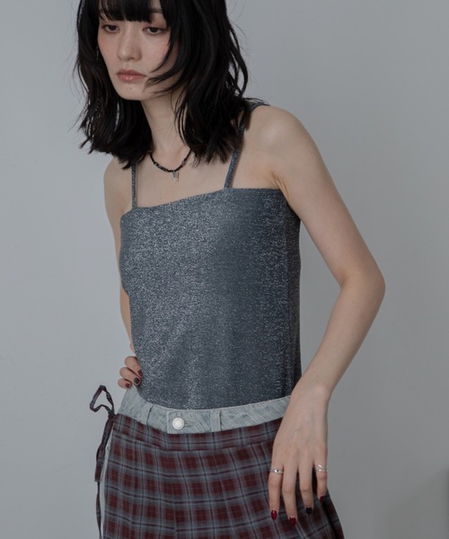 VACANCY（ヴァカンシー）の「カップ付きラメベアキャミソール（キャミソール・レディース・ブラウン/ホワイト/ブルー・FREE）」の12枚目の写真
