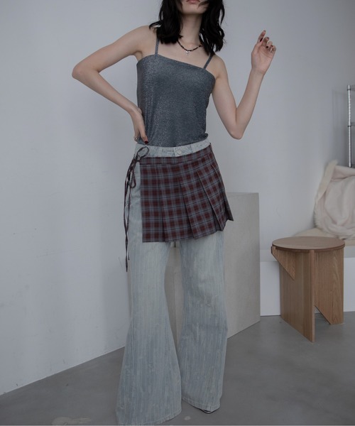 VACANCY（ヴァカンシー）の「カップ付きラメベアキャミソール（キャミソール・レディース・ブラウン/ホワイト/ブルー・FREE）」の9枚目の写真