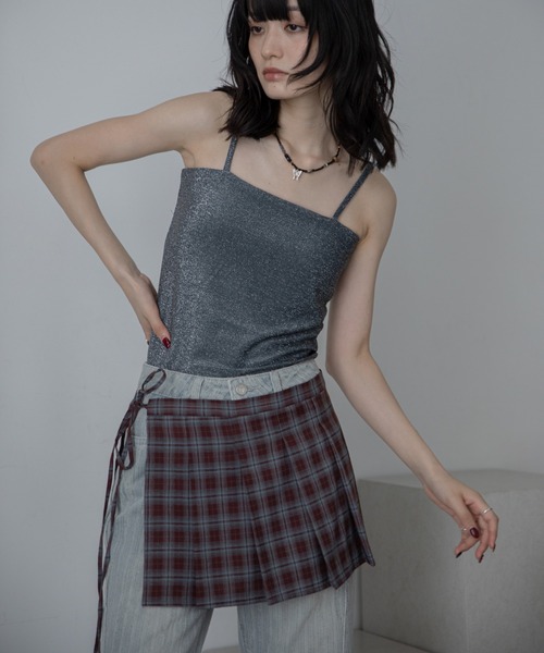 VACANCY（ヴァカンシー）の「カップ付きラメベアキャミソール（キャミソール・レディース・ブラウン/ホワイト/ブルー・FREE）」の10枚目の写真