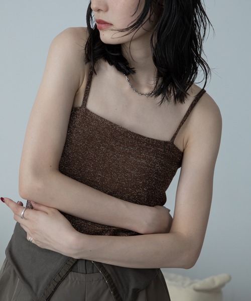 VACANCY（ヴァカンシー）の「カップ付きラメベアキャミソール（キャミソール・レディース・ブラウン/ホワイト/ブルー・FREE）」の18枚目の写真