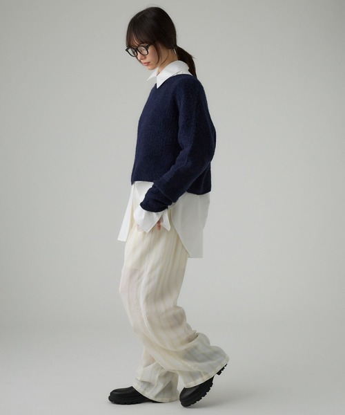 BABYLONE（バビロン）の「編み柄ニットプルオーバー（ニット/セーター・レディース・アイボリー/ネイビー・フリー）」の21枚目の写真