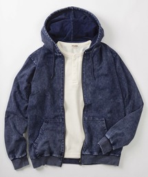 SlashDate（スラッシュデイト）の「【81】ケミカル加工 カットデニム ジップパーカー（パーカー）」