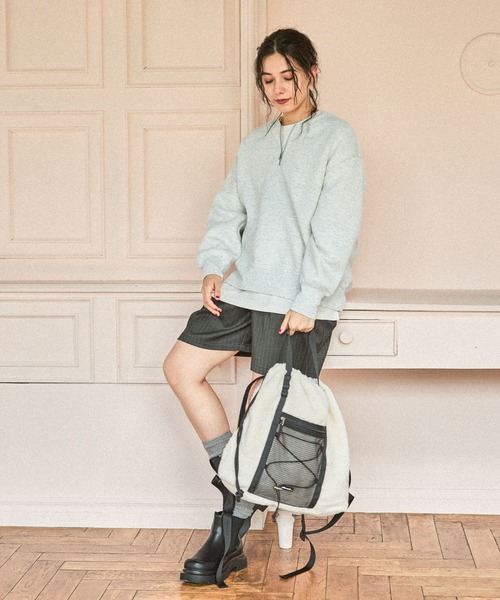 niko and...（ニコアンド）の「ライトダンボールZIPプルオーバー（スウェット・レディース・ブラック/ナチュラル/モカ・LARGE/MEDIUM）」の5枚目の写真