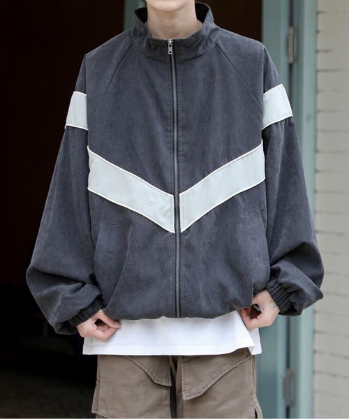 neos（ネオス）の「【neos】ビッグシルエット ピーチ起毛 ライン トラックジャケット（ナイロンジャケット・メンズ・アイボリー/カーキ/チャコールグレー・MEDIUM/LARGE）」の9枚目の写真