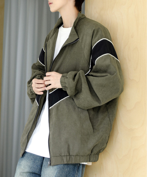 neos（ネオス）の「【neos】ビッグシルエット ピーチ起毛 ライン トラックジャケット（ナイロンジャケット・メンズ・アイボリー/カーキ/チャコールグレー・MEDIUM/LARGE）」の10枚目の写真