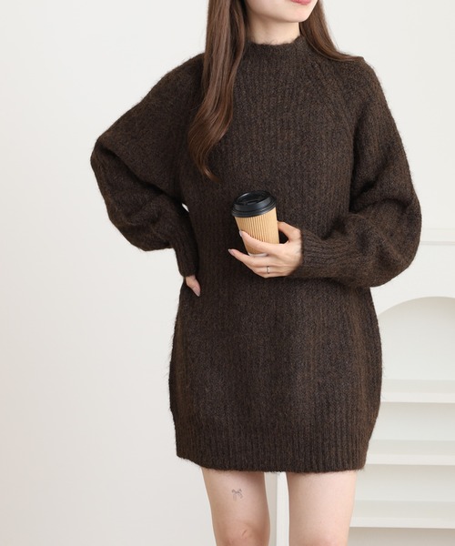 FUNALIVE(ファンアライブ)の「ラグランルーズ畦ニットミニワンピース(ワンピース・レディース・アイボリー/グレー/ブラウン・M)」の3枚目の写真