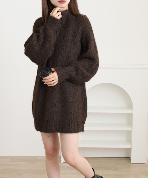 FUNALIVE(ファンアライブ)の「ラグランルーズ畦ニットミニワンピース(ワンピース・レディース・アイボリー/グレー/ブラウン・M)」の12枚目の写真