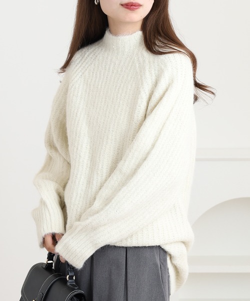 FUNALIVE(ファンアライブ)の「ラグランルーズ畦ニットミニワンピース(ワンピース・レディース・アイボリー/グレー/ブラウン・M)」の4枚目の写真