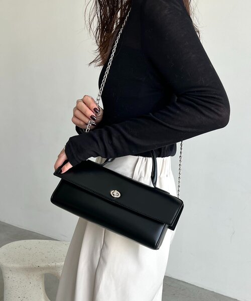 CAPRICIEUX LE'MAGE（カプリシューレマージュ）の「チェーンショルダーワイドバッグ（ショルダーバッグ・レディース・ベージュ/ブラック・FREE）」の11枚目の写真