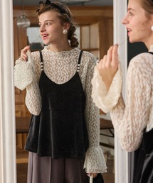 BONLECILL noir（ボンルシールノワール）の「【BONLECILL noir】パールデザインベロアキャミソールビスチェ（キャミソール）」