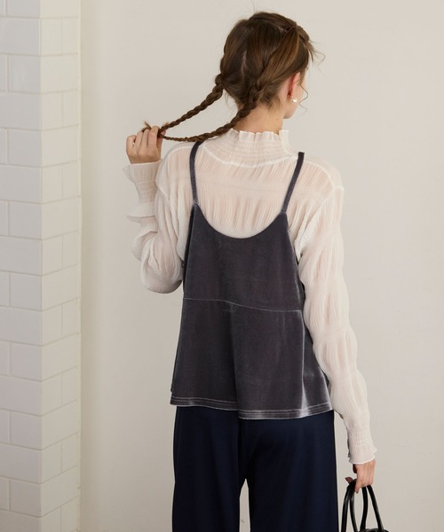 BONLECILL noir（ボンルシールノワール）の「【BONLECILL noir】パールデザインベロアキャミソールビスチェ（キャミソール・レディース・ブラック/チャコールグレー・FREE）」の18枚目の写真