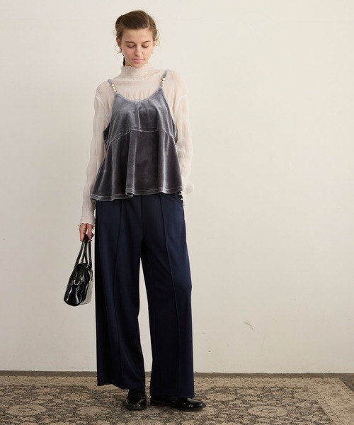 BONLECILL noir（ボンルシールノワール）の「【BONLECILL noir】パールデザインベロアキャミソールビスチェ（キャミソール・レディース・ブラック/チャコールグレー・FREE）」の21枚目の写真