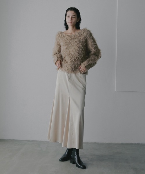MANOF(マノフ)の「SATIN STITCH SKIRT(スカート・レディース・ベージュ/ブルー/ブラック・M/S)」の9枚目の写真