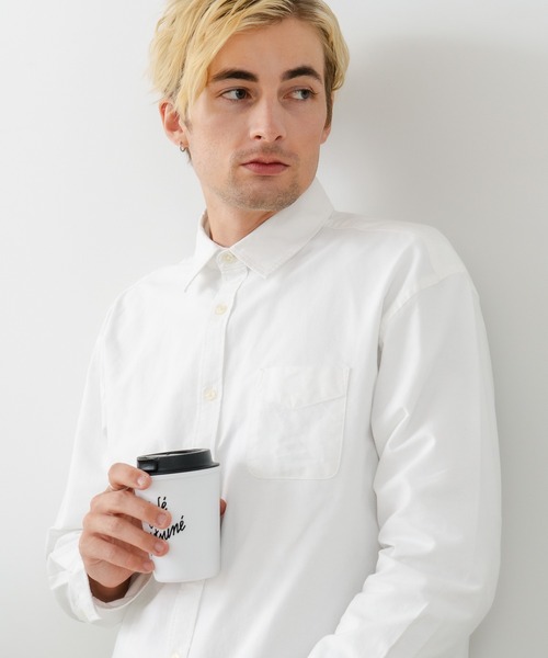 【オーナー】フルジップシャツ2 ホワイト/ブルー Mサイズ 試着のみ th-00726.jpg