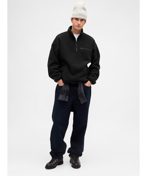 GAP（ギャップ）の「ボア オーバーサイズ ハーフジップ GAPロゴプルオーバー（スウェット・メンズ・ブルー系その他/ピンク/ブラック/ブルー/グレー・XS/S/M/L/XL）」の21枚目の写真