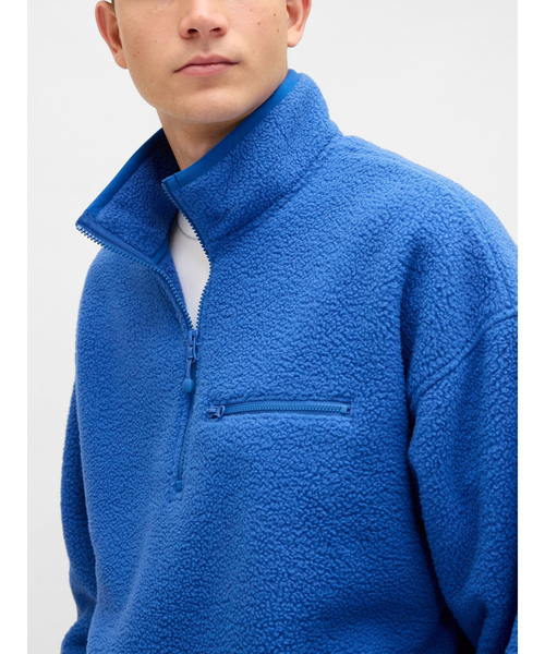 GAP（ギャップ）の「ボア オーバーサイズ ハーフジップ GAPロゴプルオーバー（スウェット・メンズ・ブルー系その他/ピンク/ブラック/ブルー/グレー・XS/S/M/L/XL）」の16枚目の写真