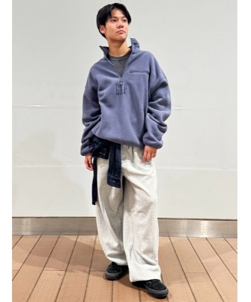 ボア オーバーサイズ ハーフジップ GAPロゴプルオーバー（スウェット