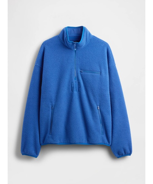 セール】ボア オーバーサイズ ハーフジップ GAPロゴプルオーバー