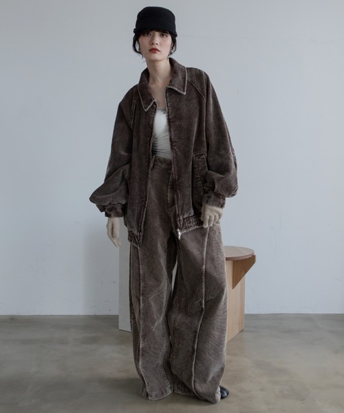 VACANCY（ヴァカンシー）の「ウォッシュ加工切替コーデュロイワイドパンツ/セットアップ（その他パンツ・レディース・ブラウン/ブルー・SMALL/MEDIUM/LARGE）」の16枚目の写真