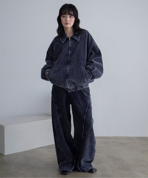 VACANCY（ヴァカンシー）の「ウォッシュ加工切替コーデュロイワイドパンツ/セットアップ（その他パンツ・レディース・ブラウン/ブルー・SMALL/MEDIUM/LARGE）」の10枚目の写真