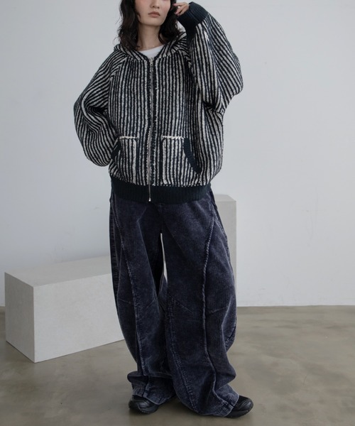 VACANCY（ヴァカンシー）の「ウォッシュ加工切替コーデュロイワイドパンツ/セットアップ（その他パンツ・レディース・ブラウン/ブルー・SMALL/MEDIUM/LARGE）」の8枚目の写真