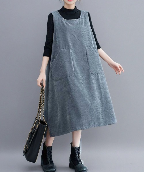 cammie(キャミー)の「コーデユロイジャンバースカート(ジャンパースカート・レディース・ブラック/グレー/ブラウン・M/L)」の8枚目の写真