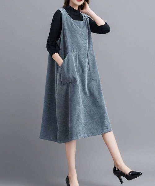 cammie(キャミー)の「コーデユロイジャンバースカート(ジャンパースカート・レディース・ブラック/グレー/ブラウン・M/L)」の9枚目の写真