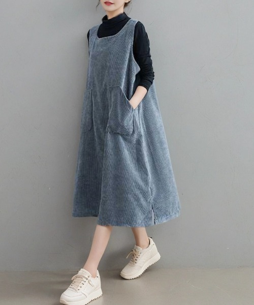 cammie(キャミー)の「コーデユロイジャンバースカート(ジャンパースカート・レディース・ブラック/グレー/ブラウン・M/L)」の11枚目の写真