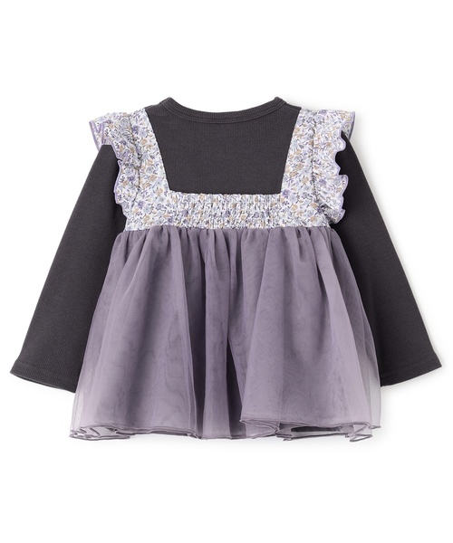 petit main(プティマイン)の「お花チュールドッキング長袖T(Tシャツ/カットソー・キッズ・グレー/ピンク/アイボリー・110cm/90cm/100cm/120cm/80cm/130cm)」の7枚目の写真