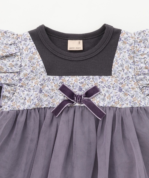 petit main(プティマイン)の「お花チュールドッキング長袖T(Tシャツ/カットソー・キッズ・グレー/ピンク/アイボリー・110cm/90cm/100cm/120cm/80cm/130cm)」の8枚目の写真