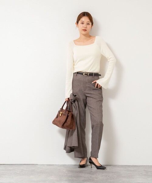 セール】《セットアップ対応》ウォッシャブルウール調テーパードパンツ