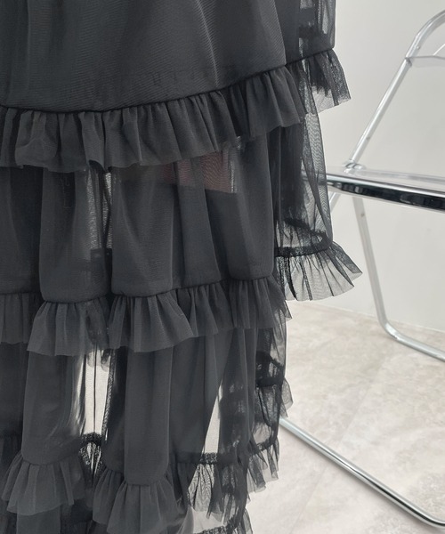 CHARME BY MICOLA（シャルムバイミコラ）の「ボリュームシアーティアードフリルスカート（スカート・レディース・グレー/ホワイト/ブラック・FREE）」の18枚目の写真