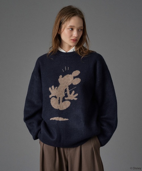 【 ディズニー / ミッキーマウス 】シルエットモチーフニット Disney / Mickey Mouse 】SILHOUETTE MOTIF KNIT / シルエットモチーフ