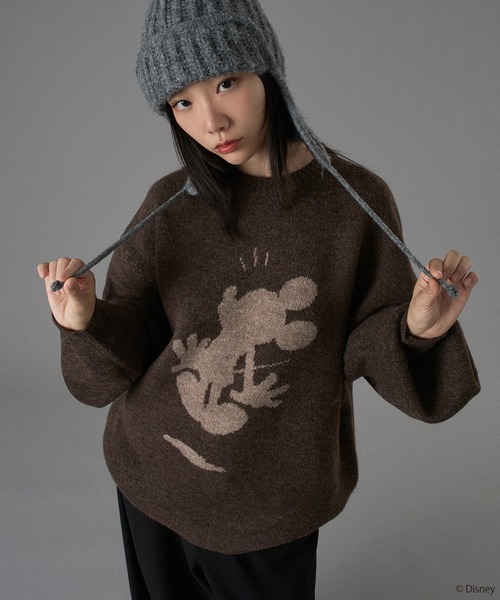 Disney / Mickey Mouse 】SILHOUETTE MOTIF KNIT / シルエットモチーフ